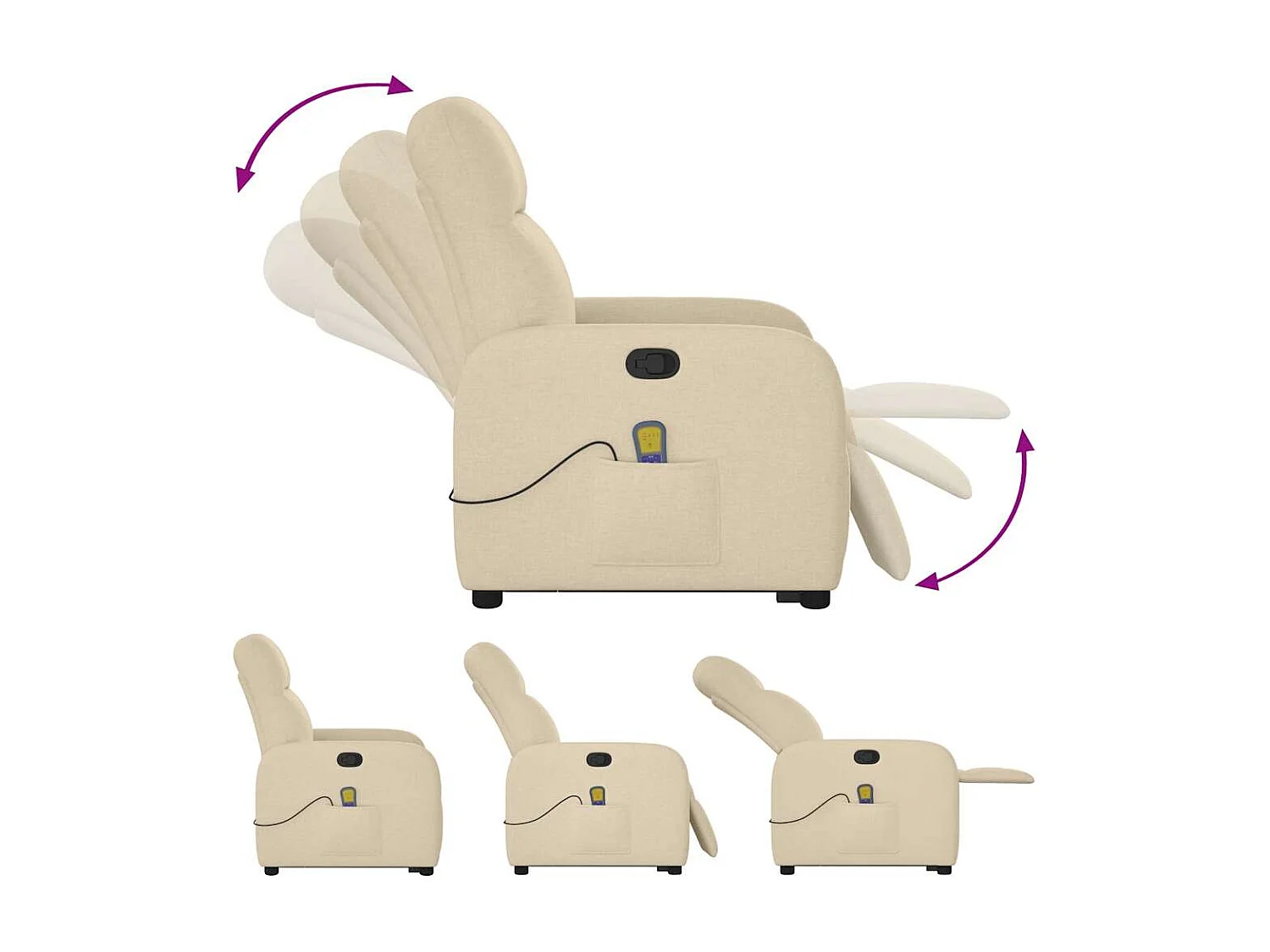 Massagesessel mit Aufstehhilfe Creme Stoff