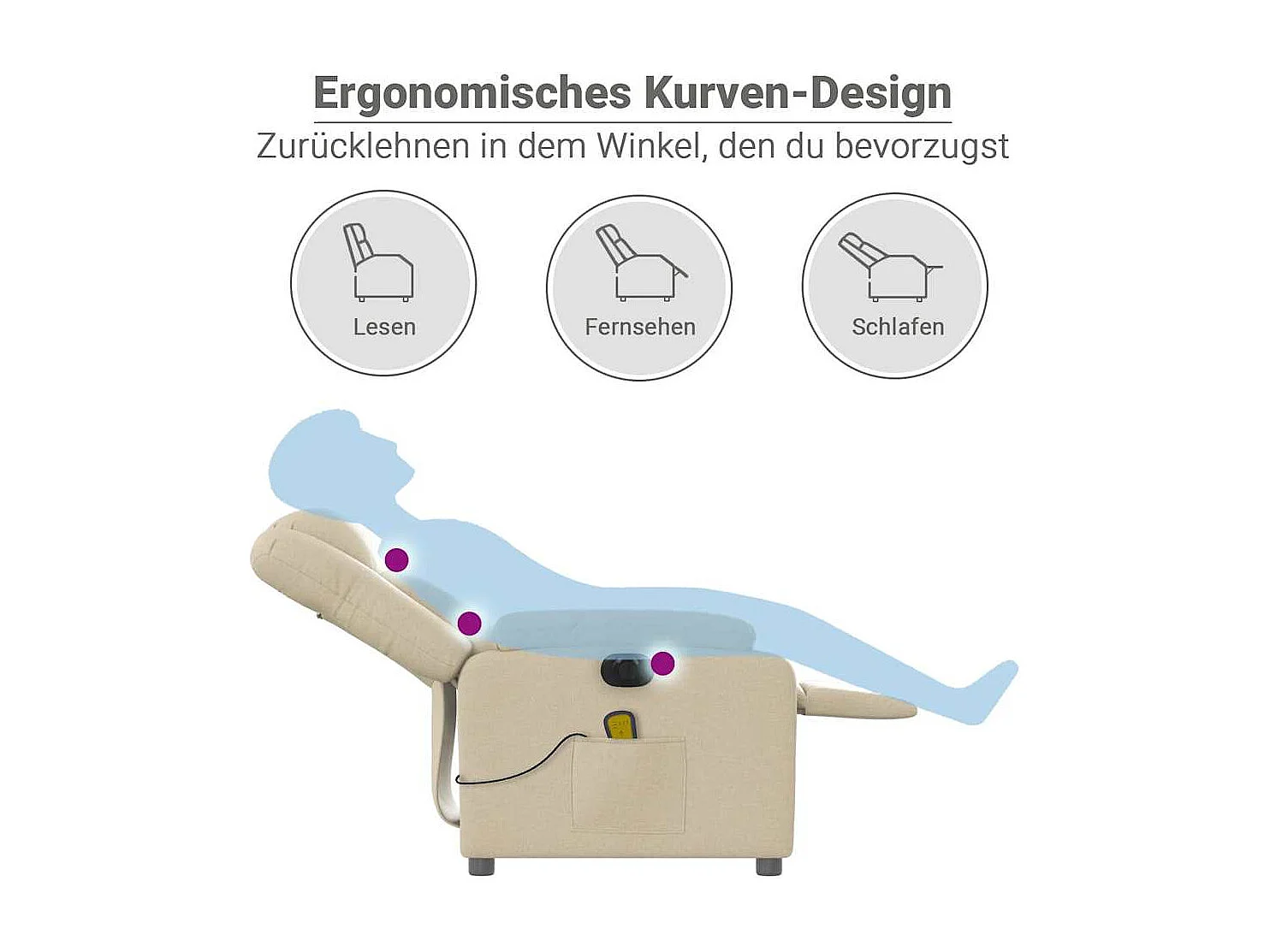 Massagesessel Elektrisch Creme Stoff