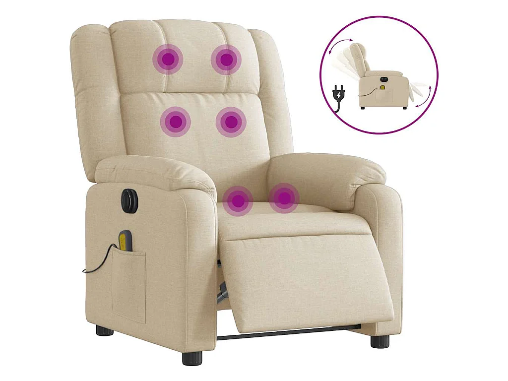 Massagesessel Elektrisch Creme Stoff