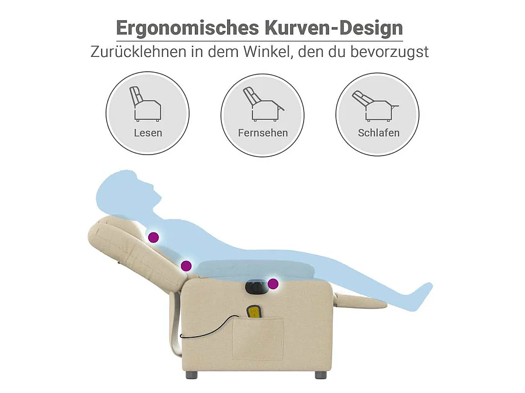 Massagesessel Elektrisch Creme Stoff