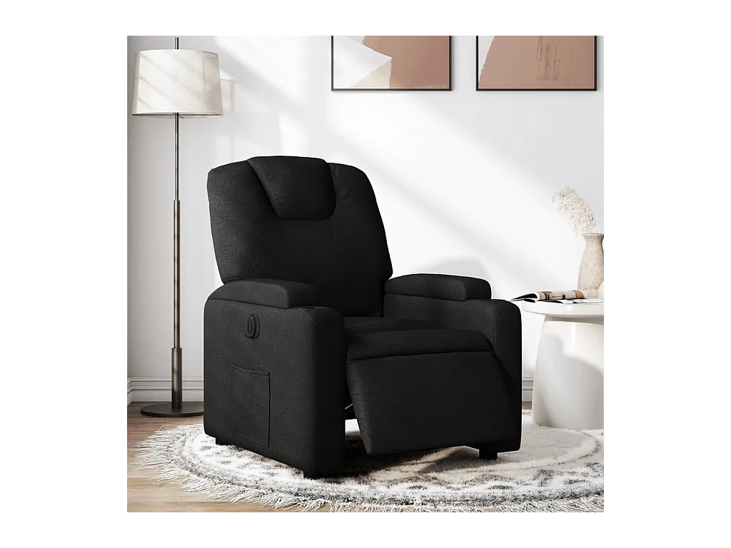 Fauteuil inclinable électrique Noir Tissu