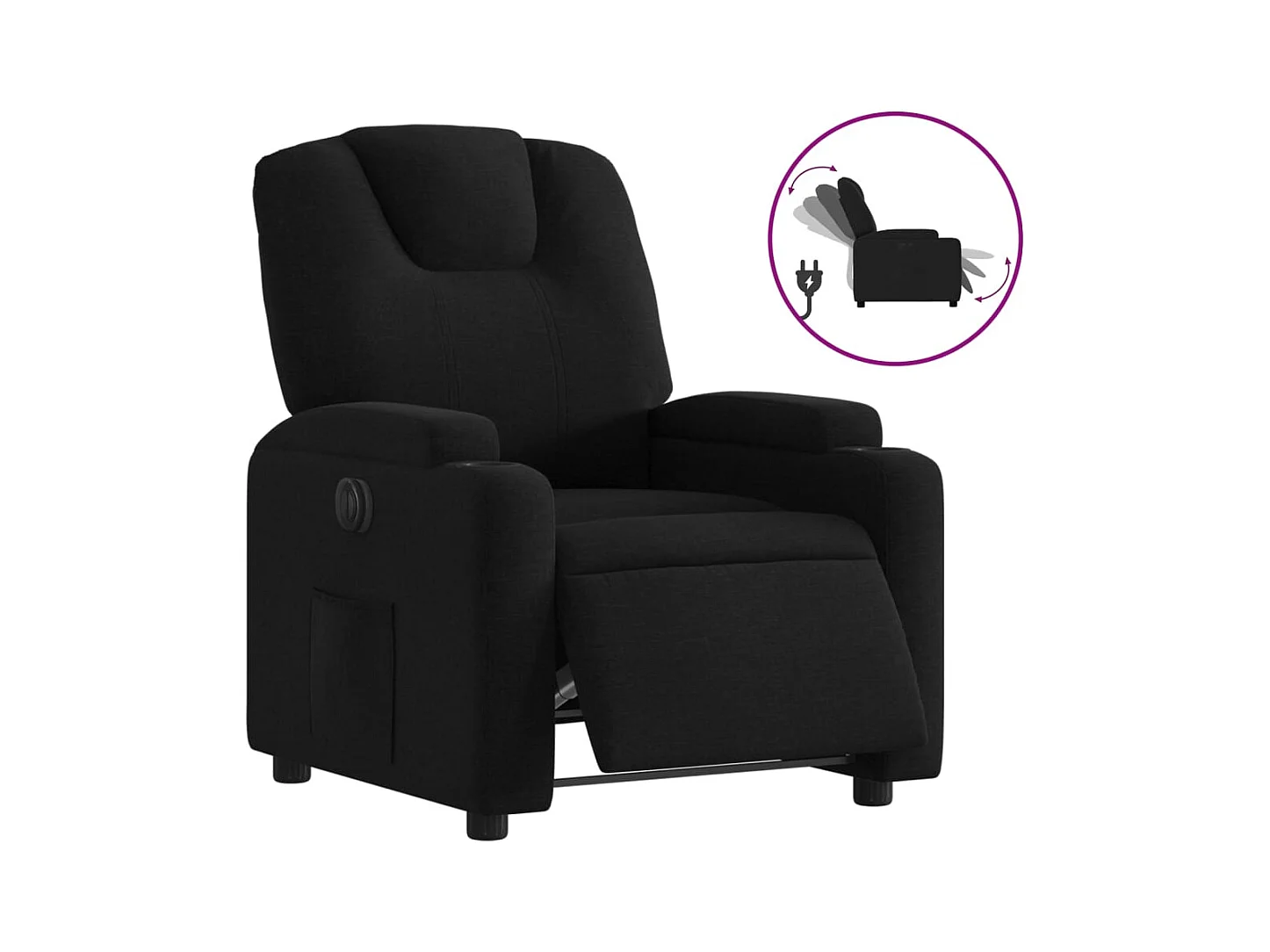Fauteuil inclinable électrique Noir Tissu