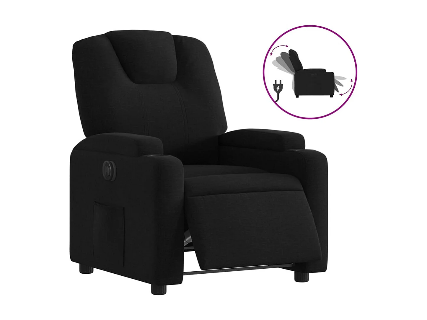 Fauteuil verstelbaar elektrisch stof zwart