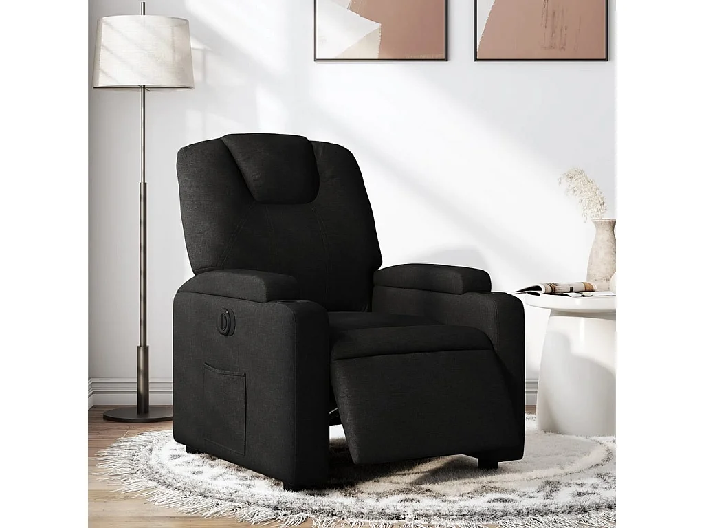 Fauteuil verstelbaar elektrisch stof zwart