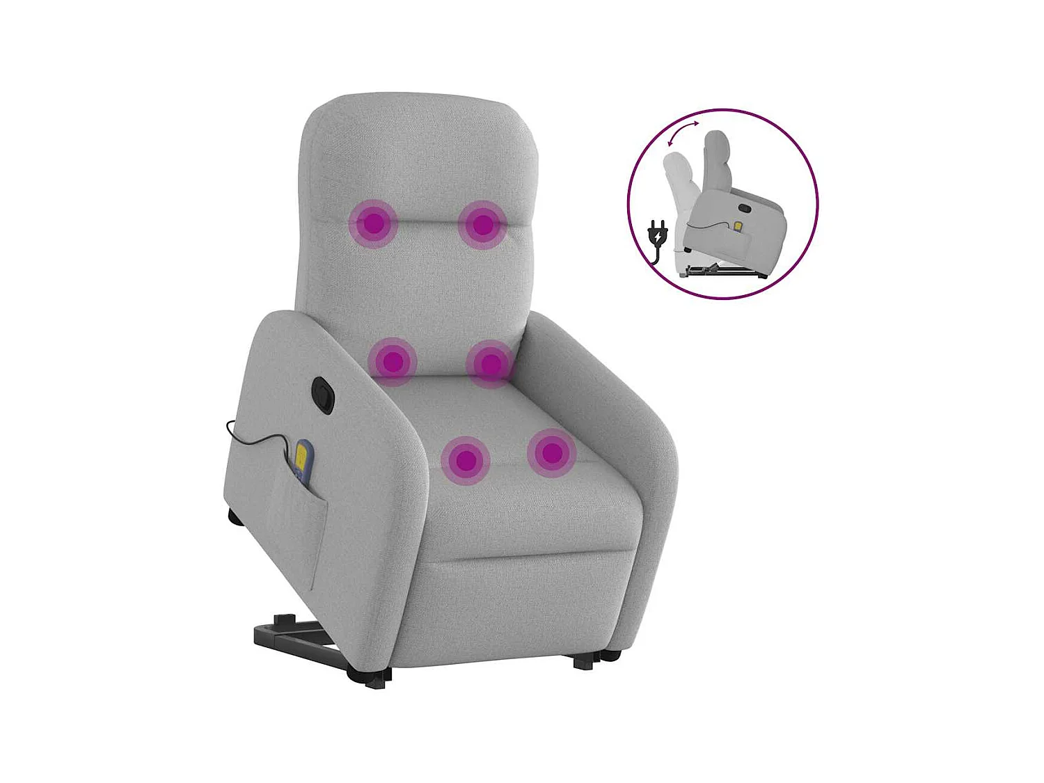 Massagesessel mit Aufstehhilfe Wolkengrau Stoff