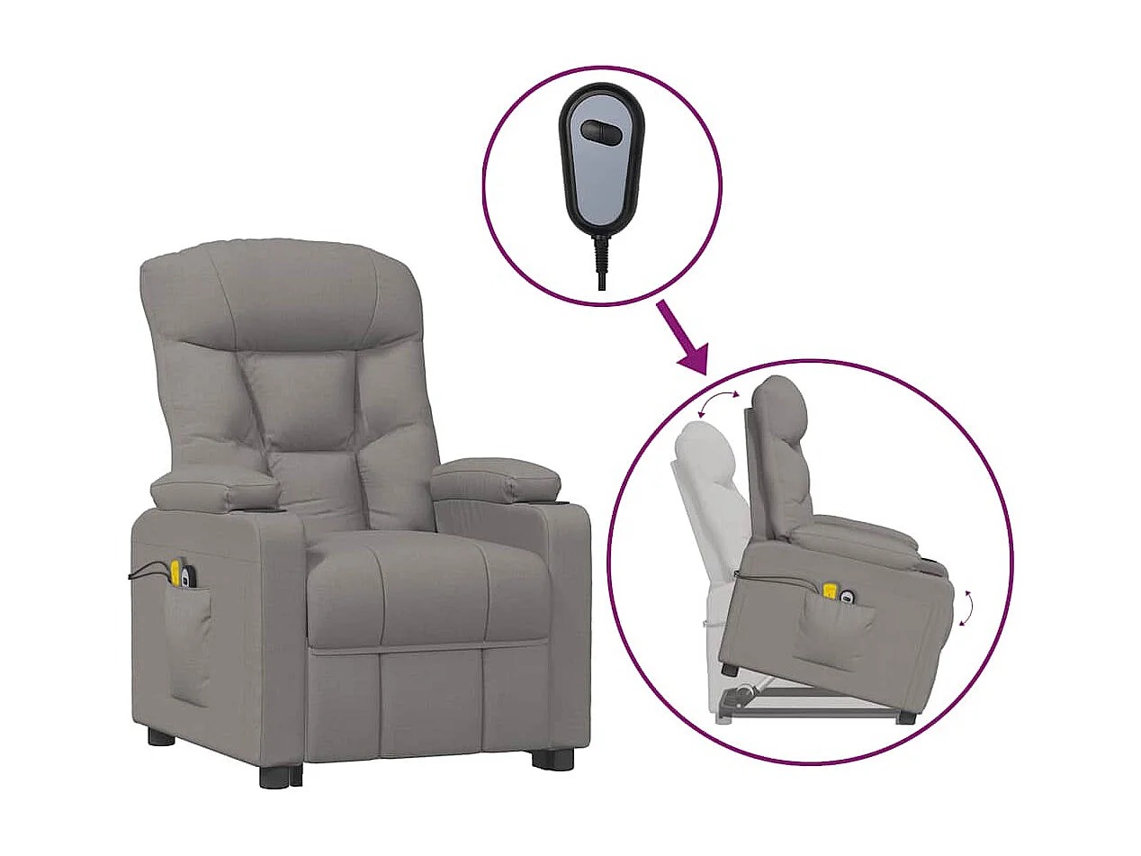 Poltrona de massagens tecido cinzento-acastanhado