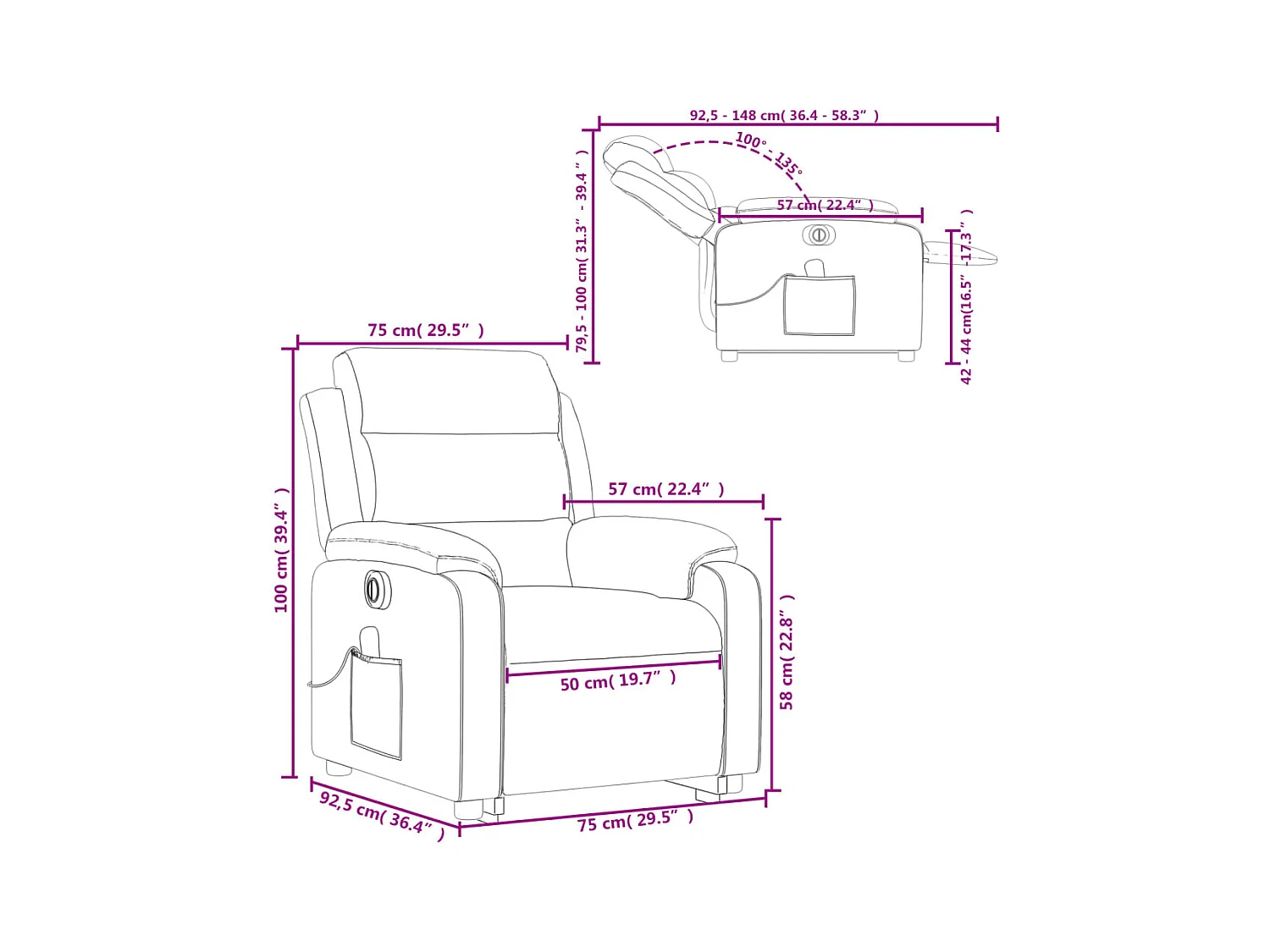 Fauteuil inclinable de massage électrique vert foncé velours