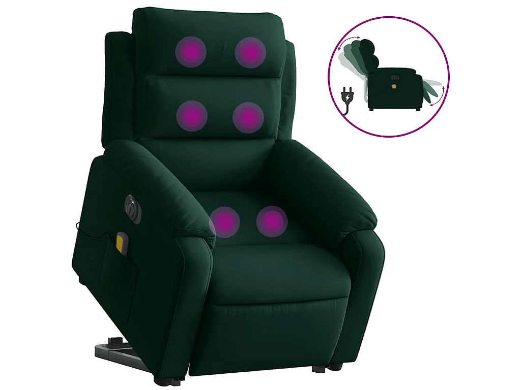 Fauteuil inclinable de massage électrique vert foncé velours