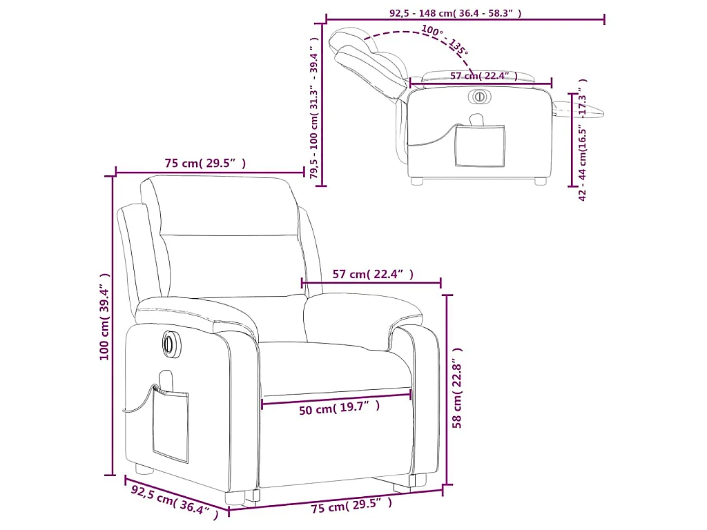 Fauteuil inclinable de massage électrique vert foncé velours