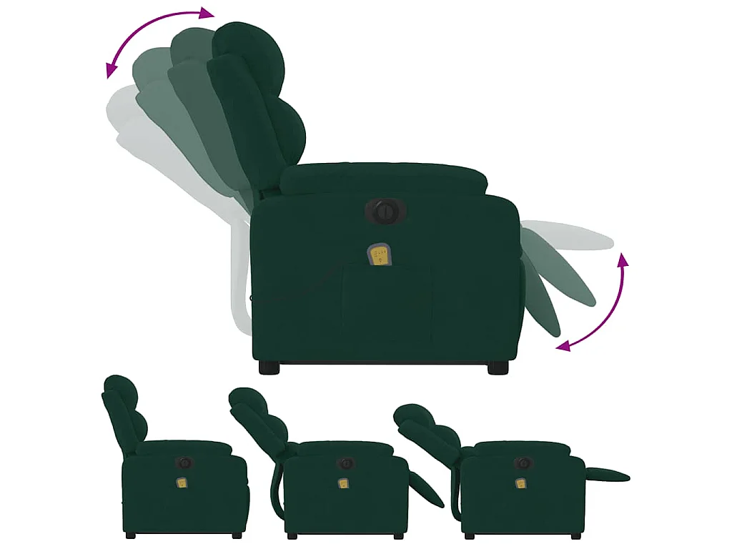 Fauteuil inclinable de massage électrique vert foncé velours