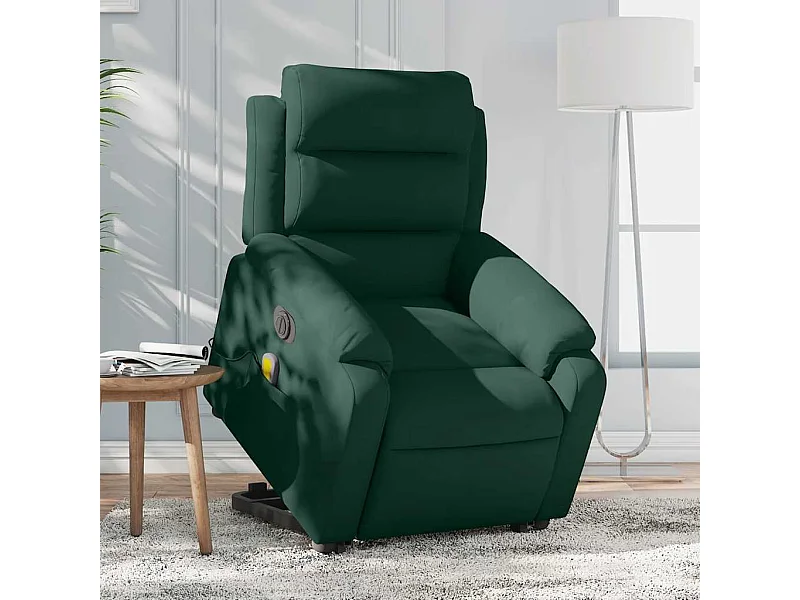 Fauteuil inclinable de massage électrique vert foncé velours
