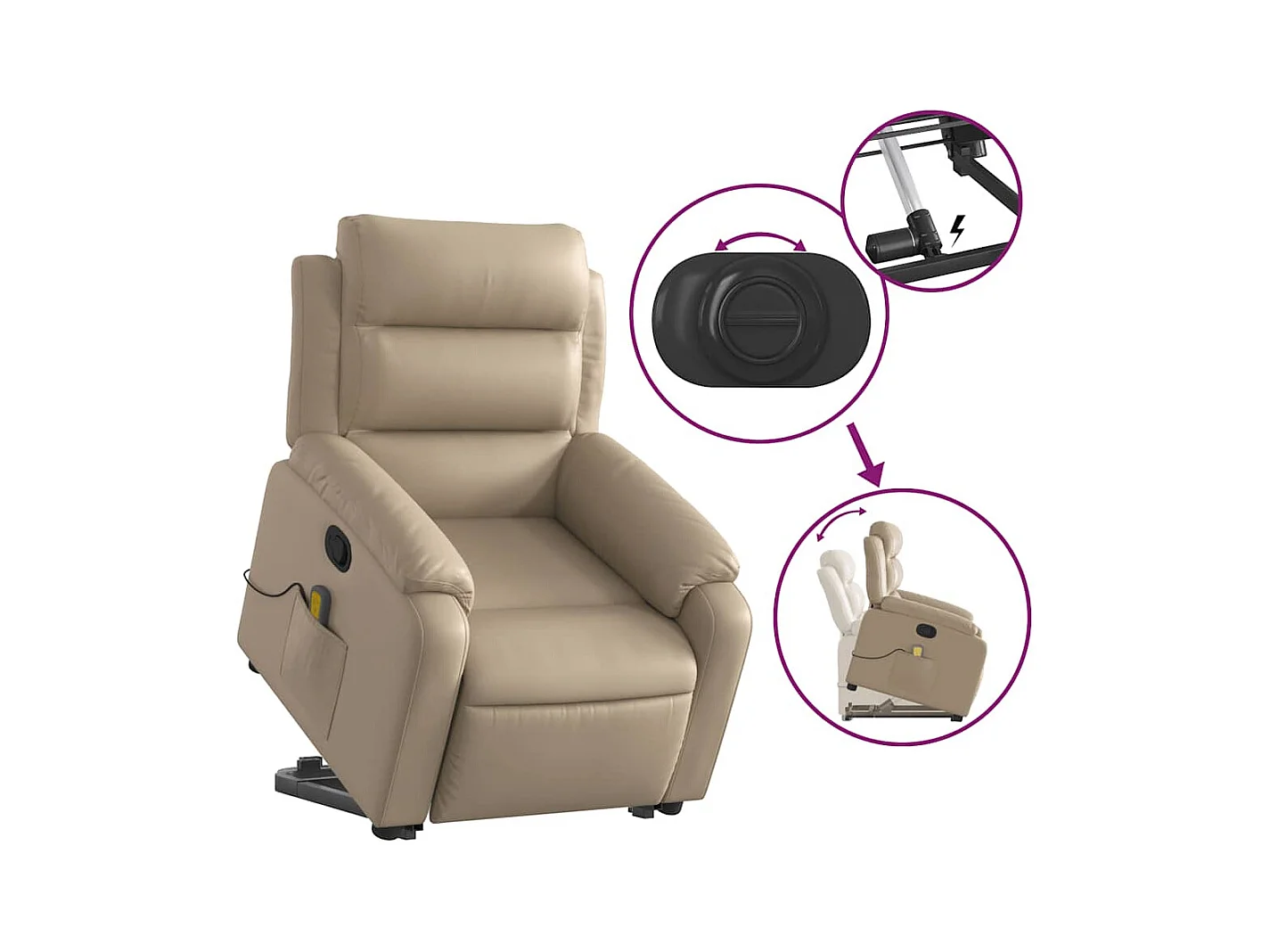 Fauteuil inclinable de massage Cappuccino Similicuir
