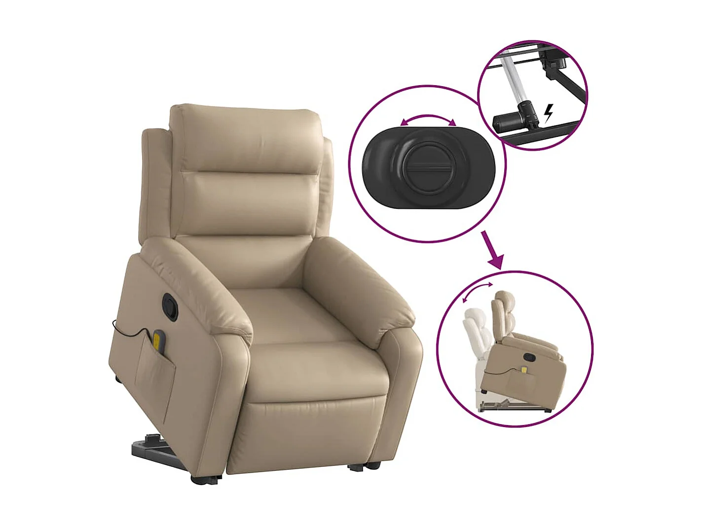 Fauteuil inclinable de massage Cappuccino Similicuir