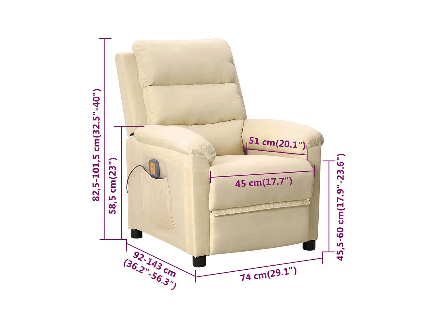 Fauteuil de massage Crème Tissu