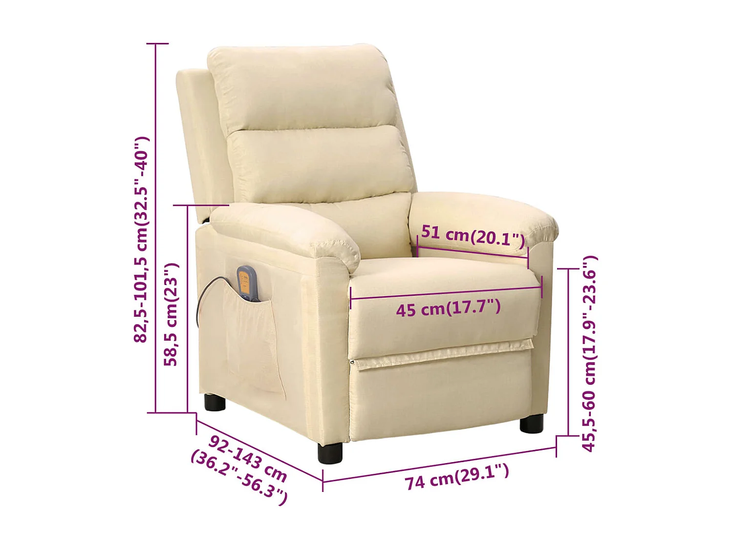 Massagestoel stof crèmekleurig