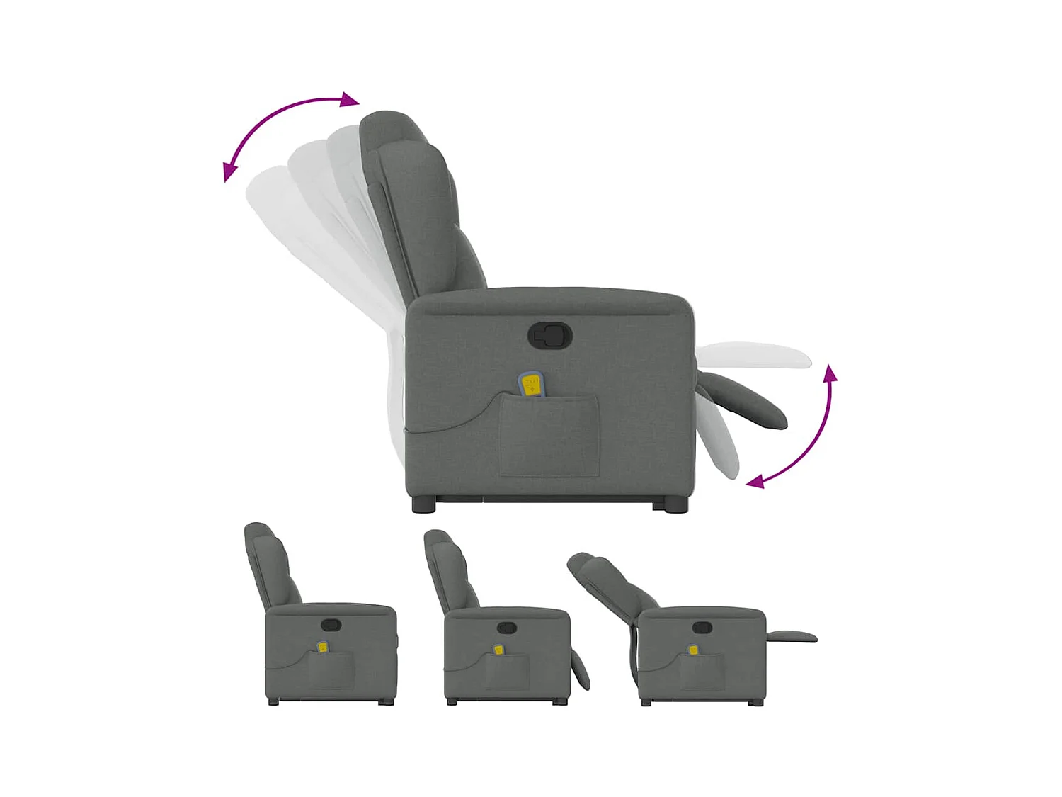 Fauteuil de massage inclinable Gris foncé Tissu