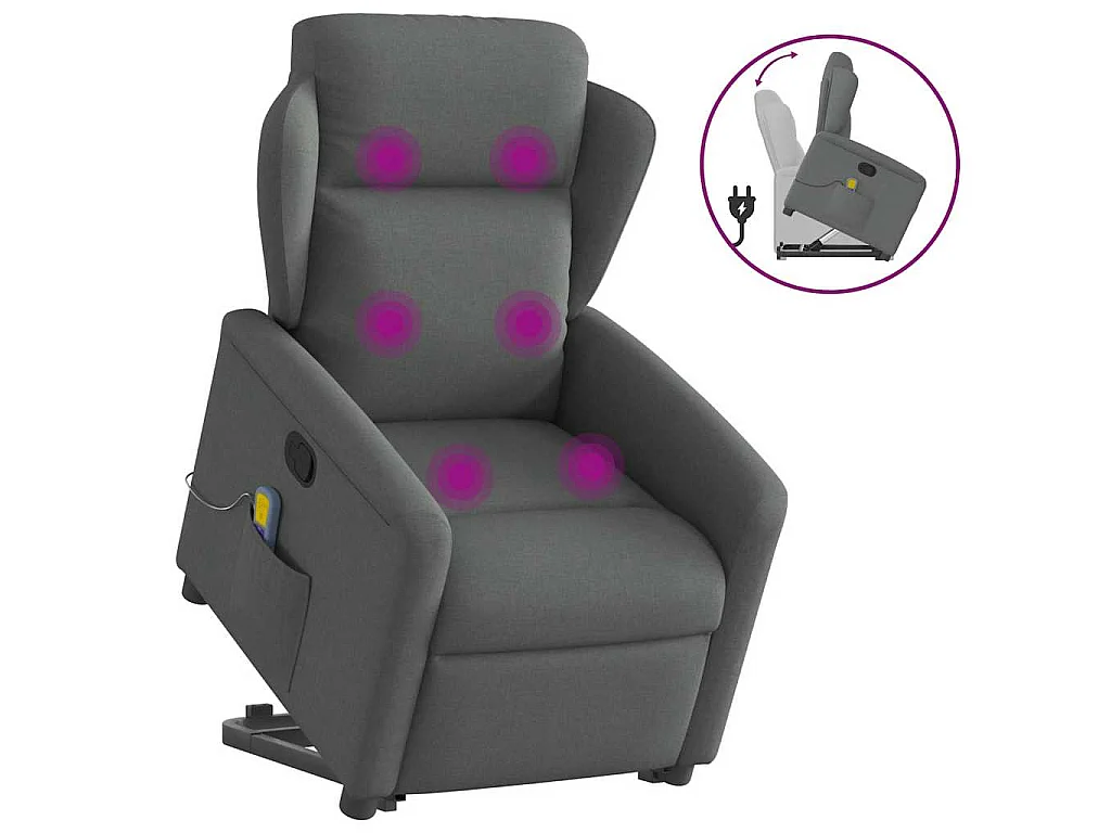 Massagesessel mit Aufstehhilfe Dunkelgrau Stoff
