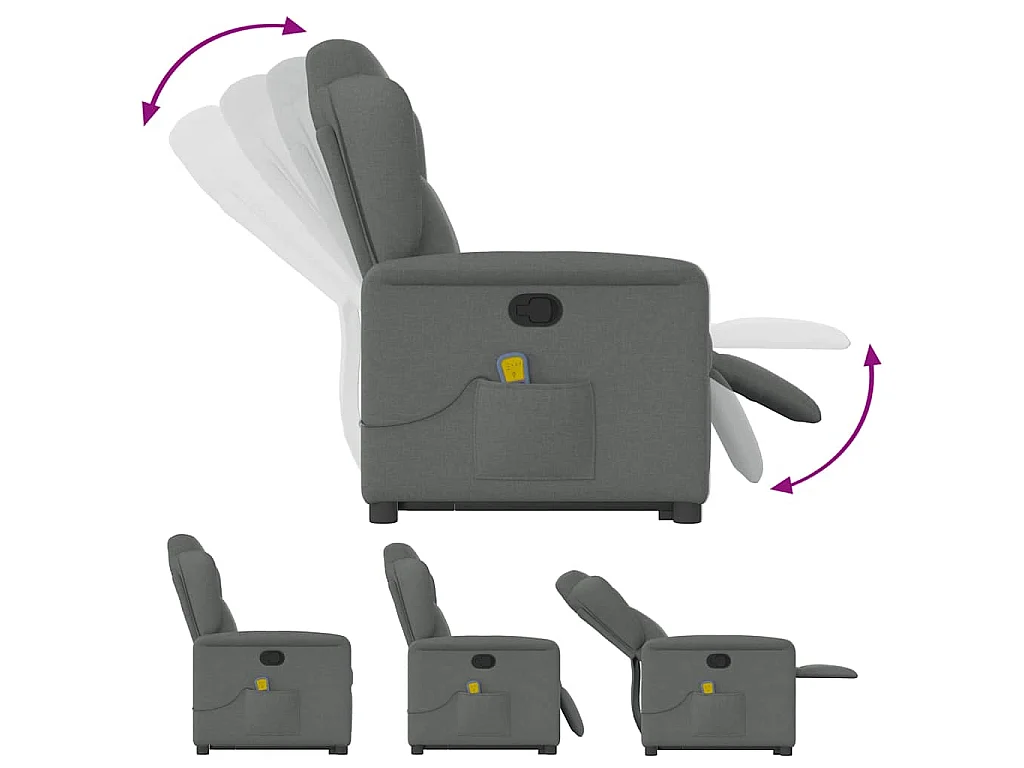 Massagesessel mit Aufstehhilfe Dunkelgrau Stoff
