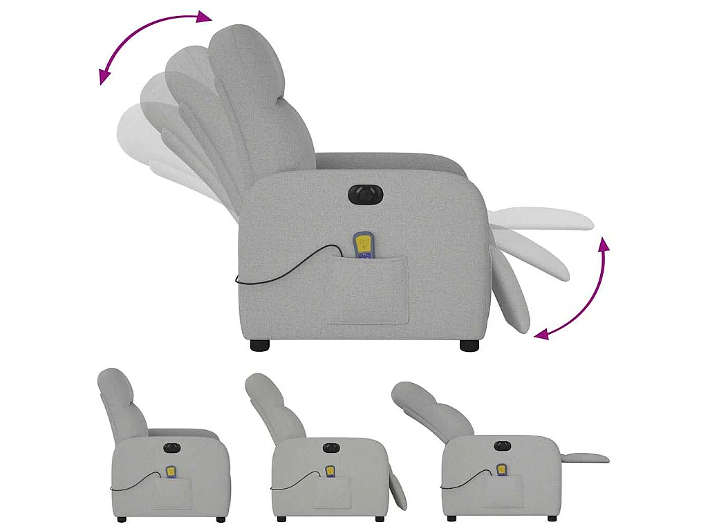 Massagesessel Elektrisch Wolkengrau Stoff