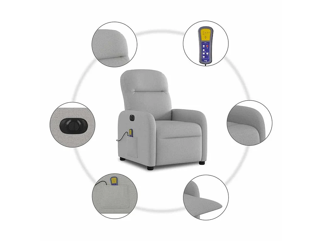 Massagesessel Elektrisch Wolkengrau Stoff