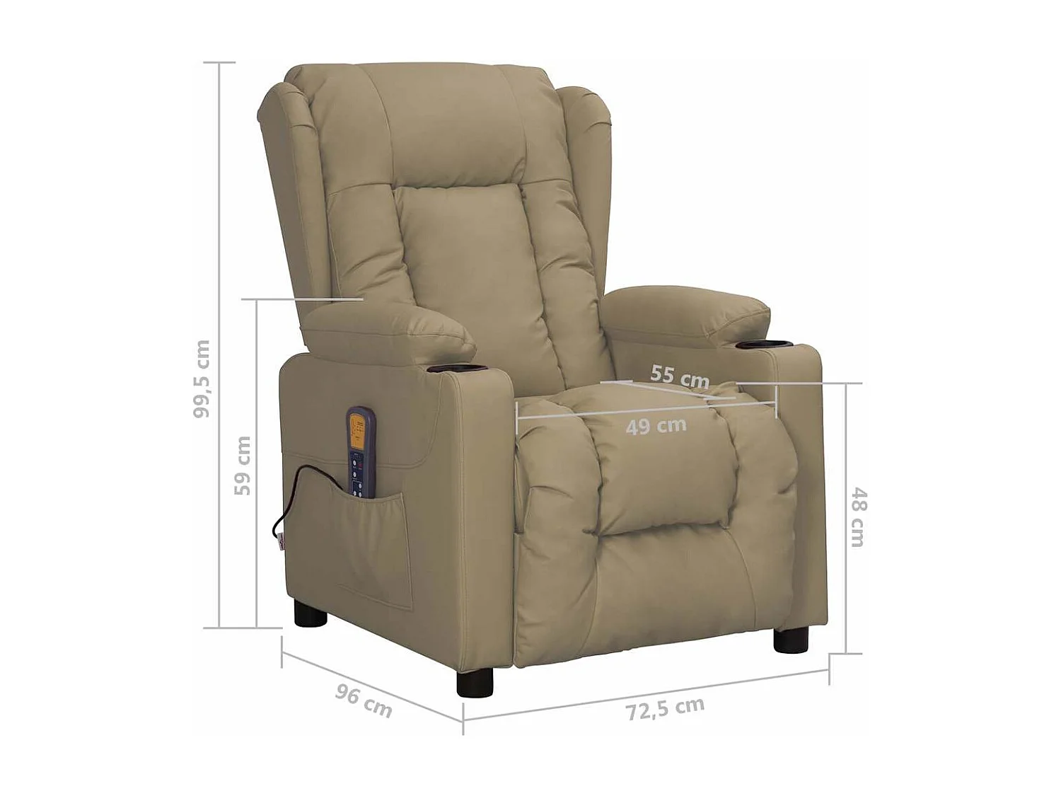 Sillón de masaje elevable cuero sintético color capuchino