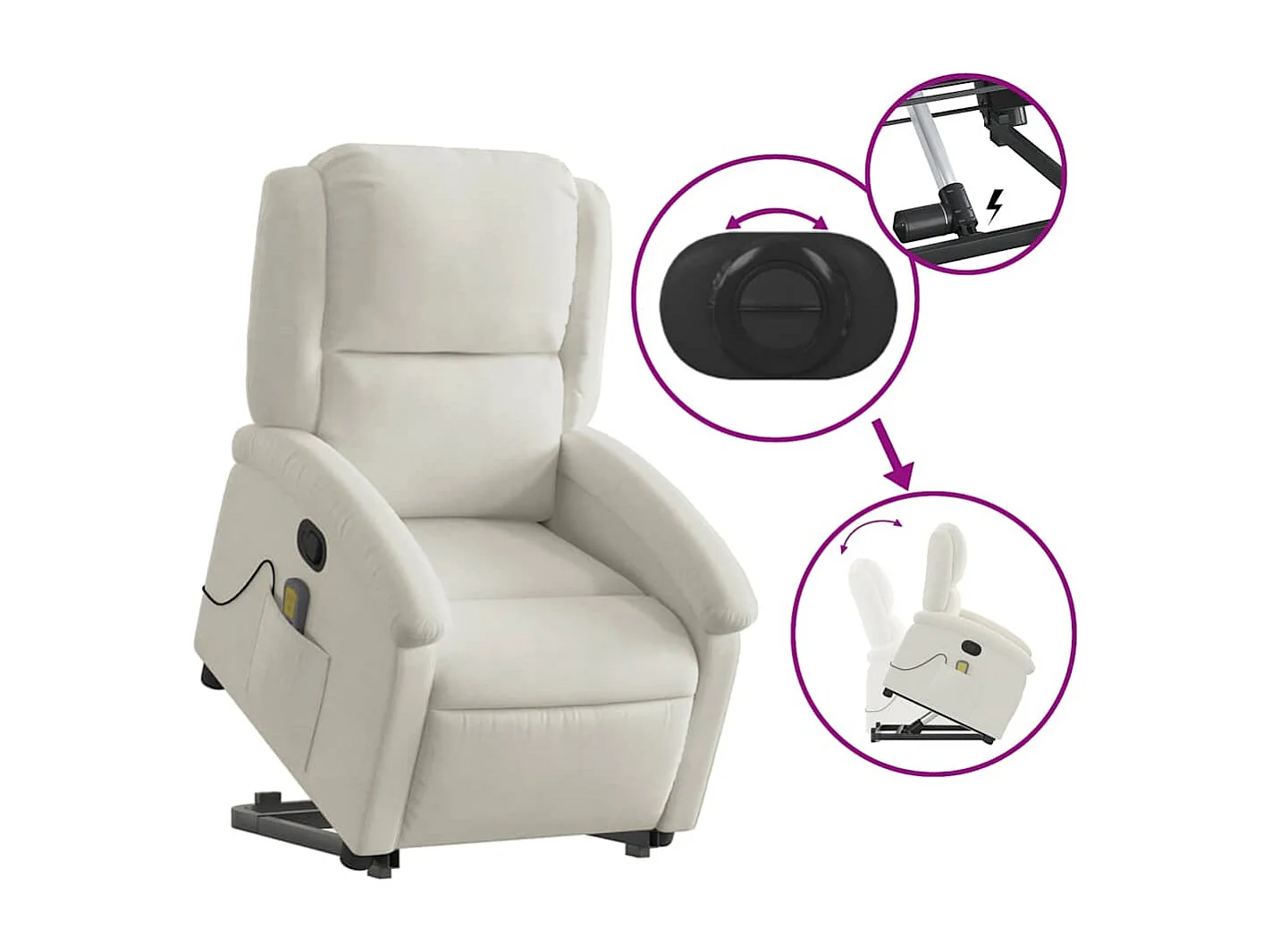 Fauteuil de massage inclinable Crème Velours