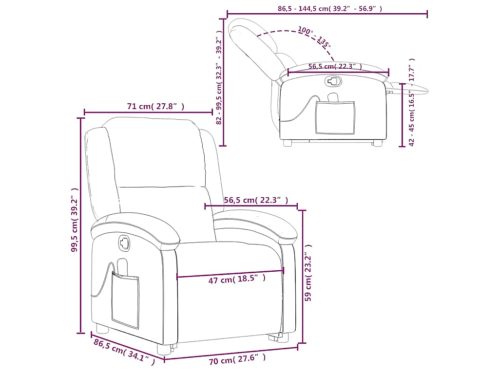 Poltrona Alzapersona Massaggiante Reclinabile Crema in Velluto