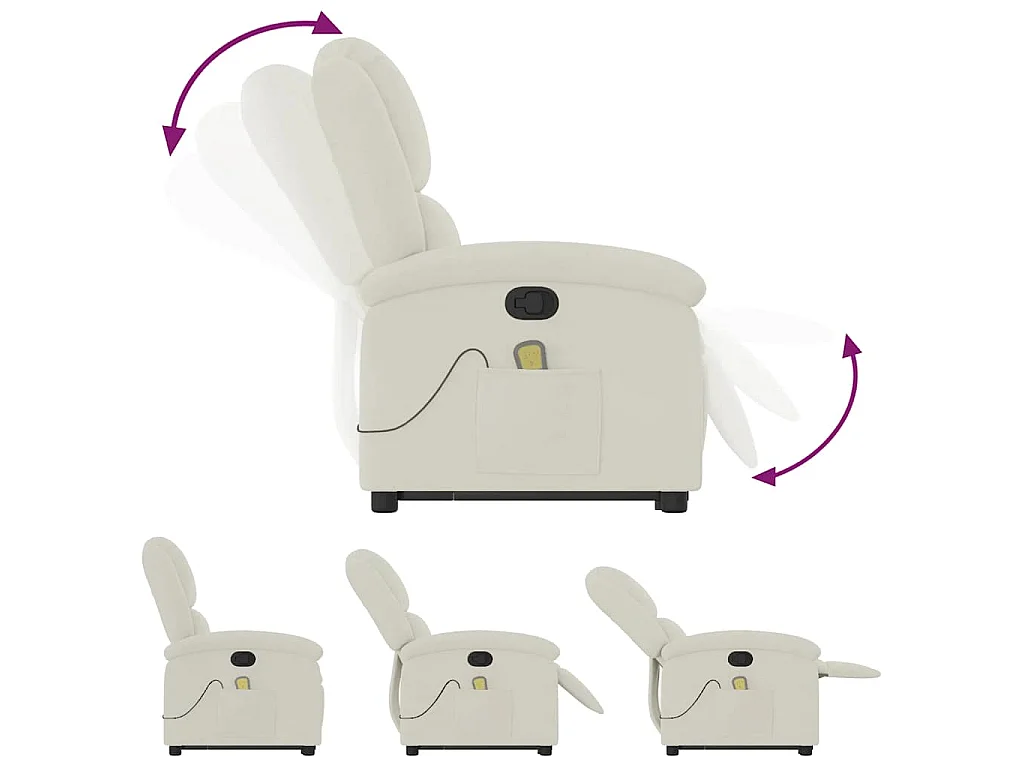 Poltrona Alzapersona Massaggiante Reclinabile Crema in Velluto