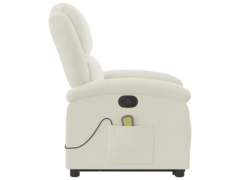 Poltrona Alzapersona Massaggiante Reclinabile Crema in Velluto