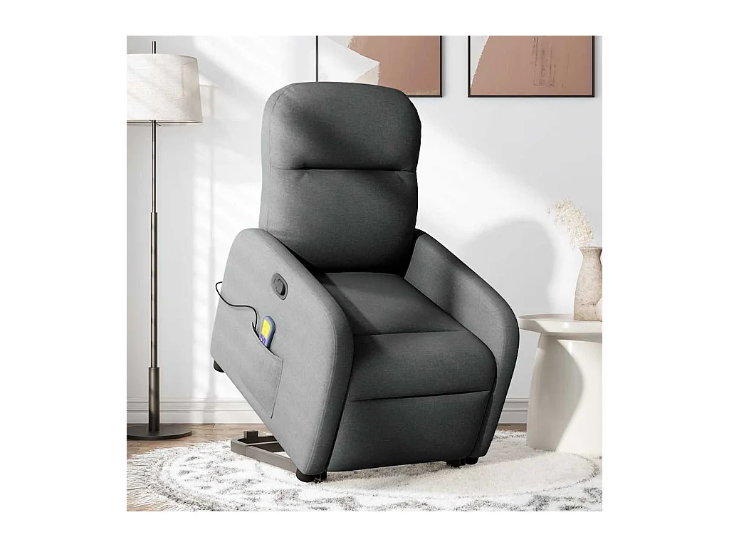 Fauteuil de massage inclinable Gris foncé Tissu