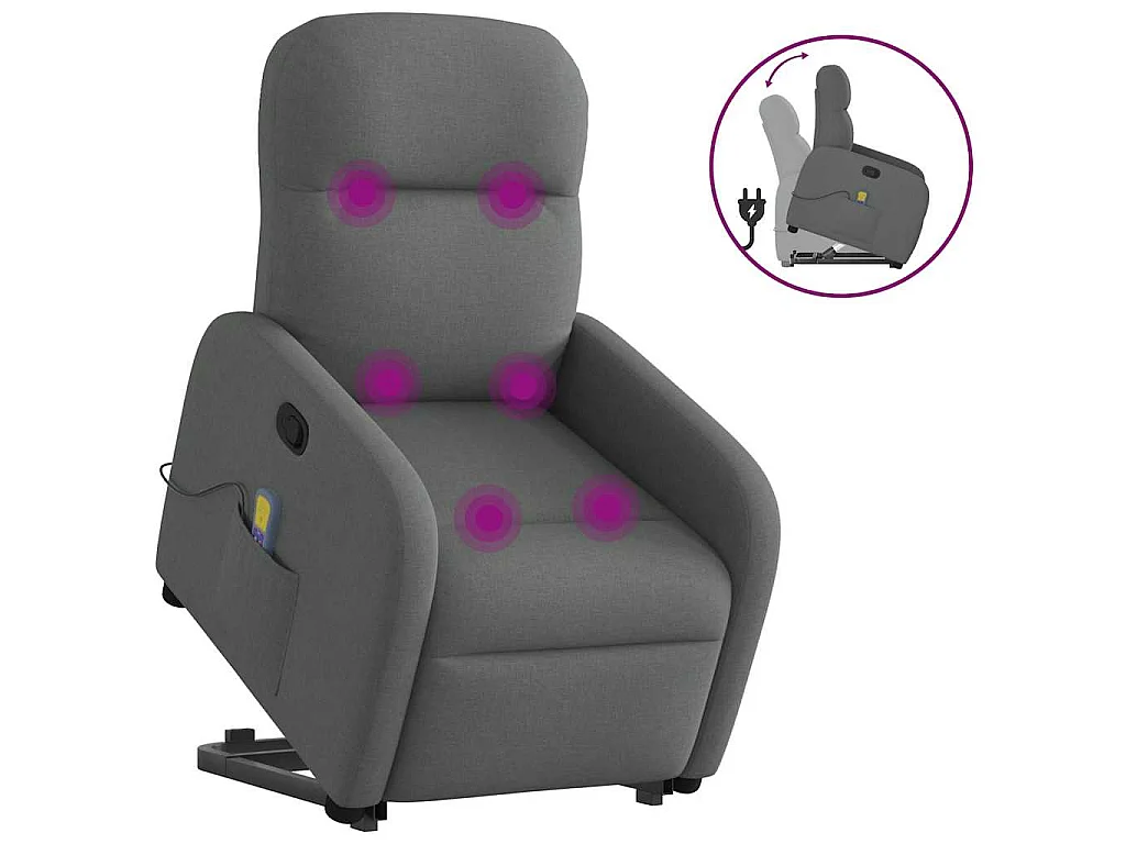 Fauteuil de massage inclinable Gris foncé Tissu