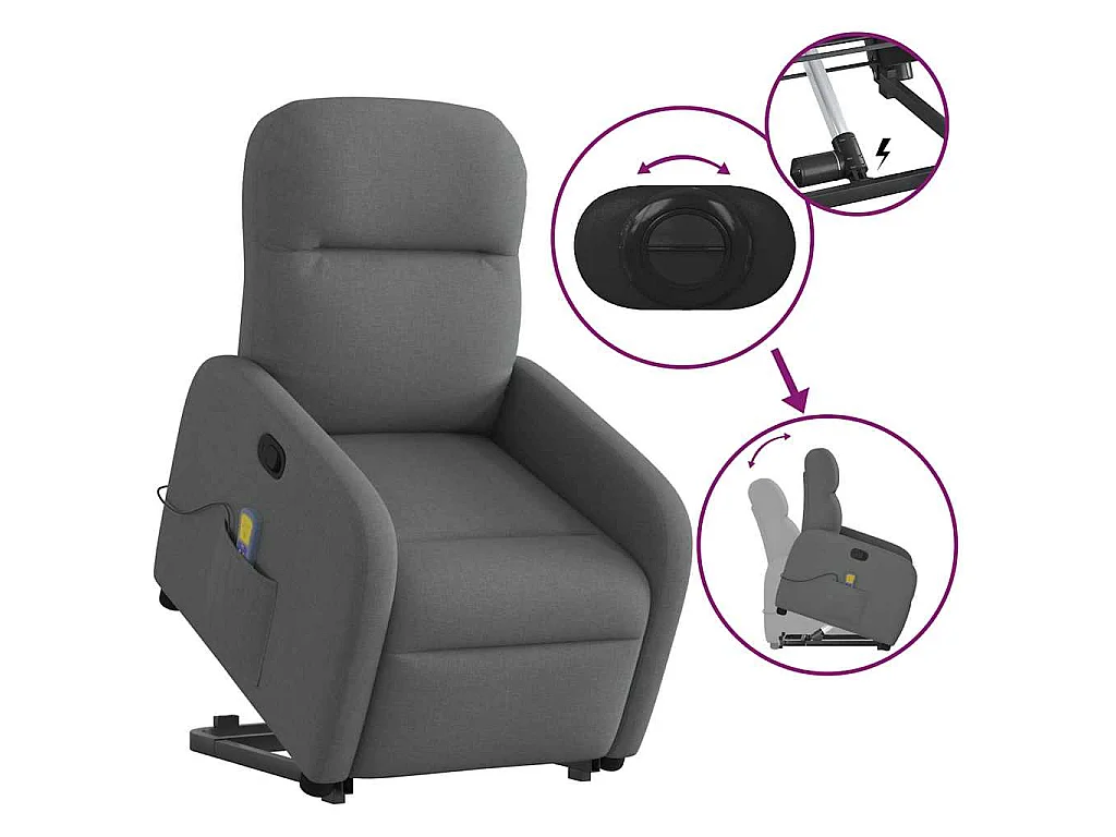Fauteuil de massage inclinable Gris foncé Tissu