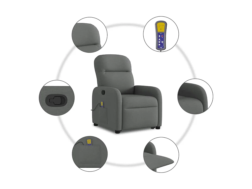 Fauteuil de massage inclinable Gris foncé Tissu