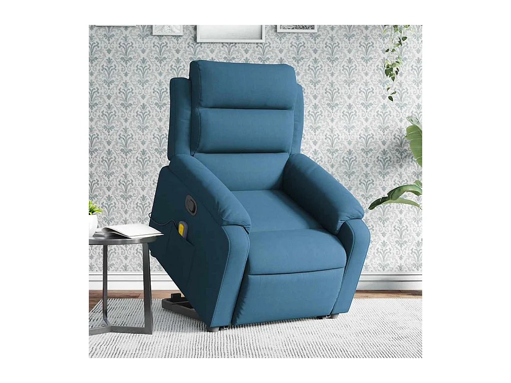 Sta-op-massagestoel verstelbaar fluweel blauw