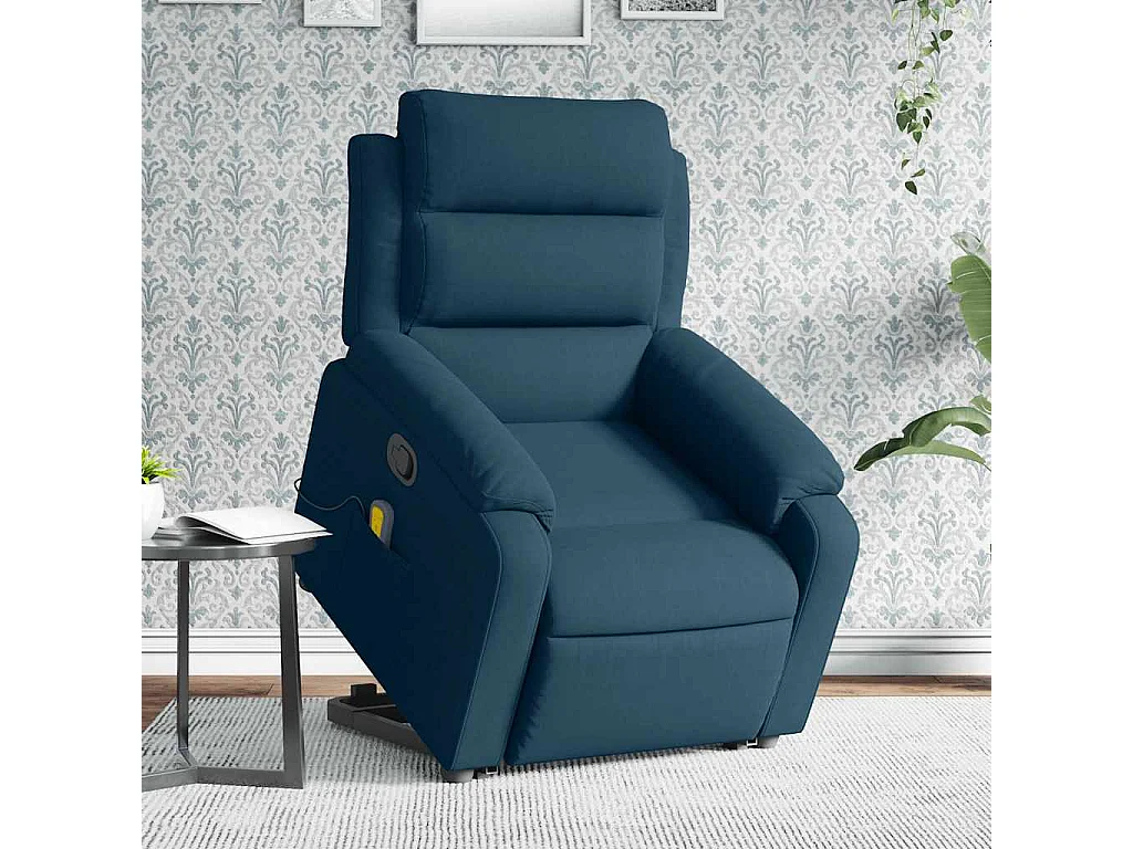 Fauteuil de massage inclinable Bleu Velours