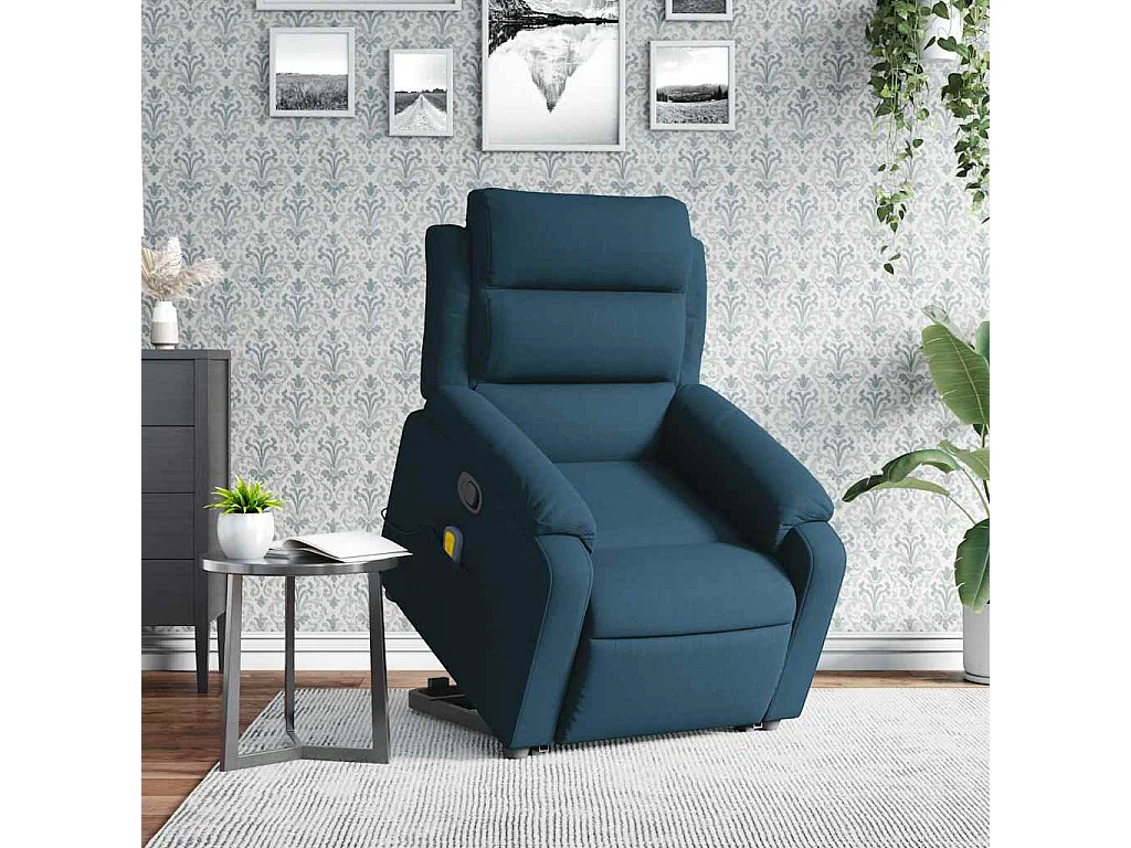 Fauteuil de massage inclinable Bleu Velours