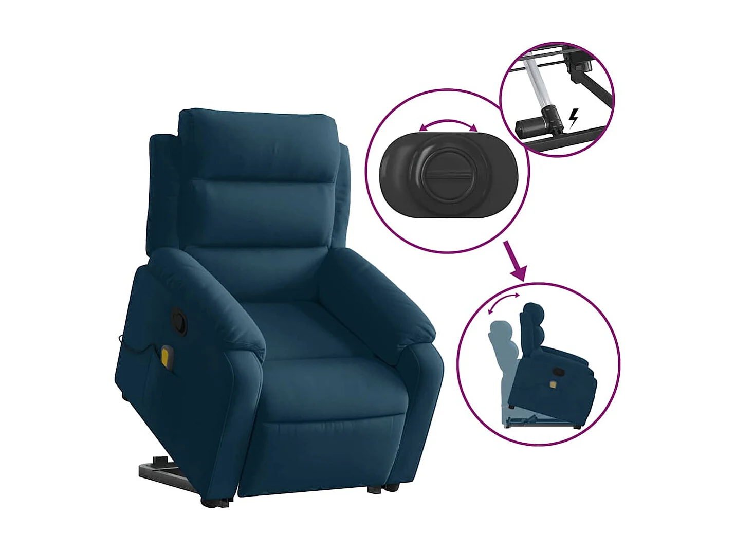 Fauteuil de massage inclinable Bleu Velours
