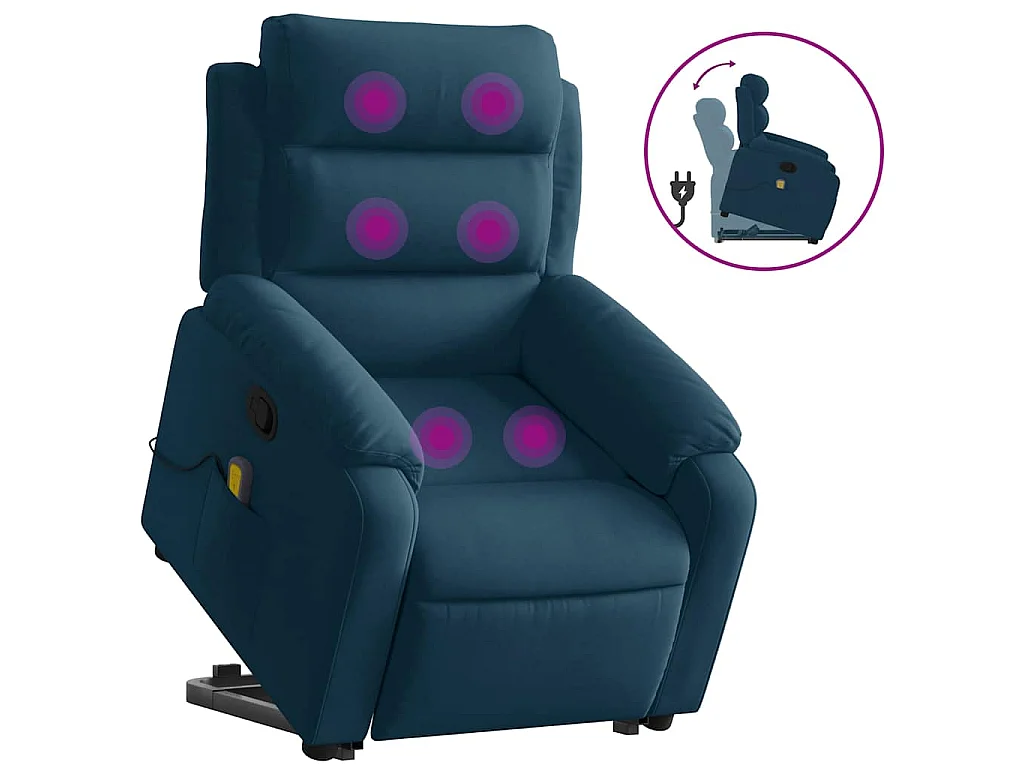 Fauteuil de massage inclinable Bleu Velours