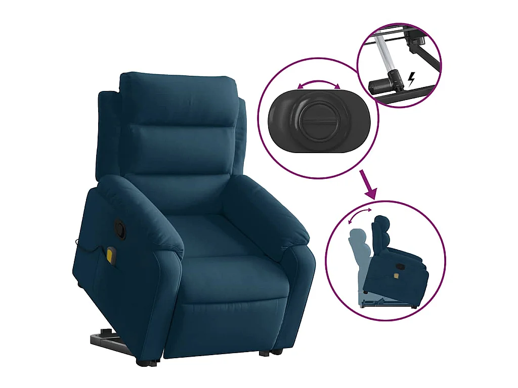 Fauteuil de massage inclinable Bleu Velours