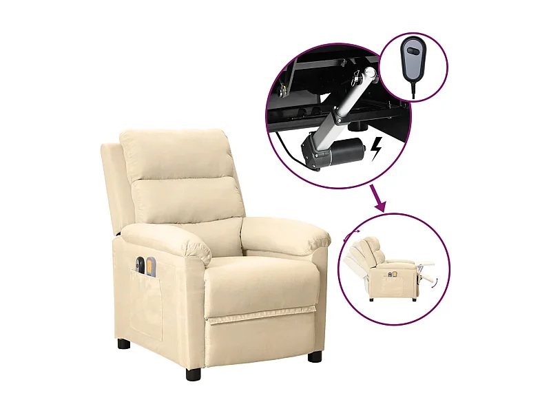 Fauteuil électrique de massage Crème Tissu