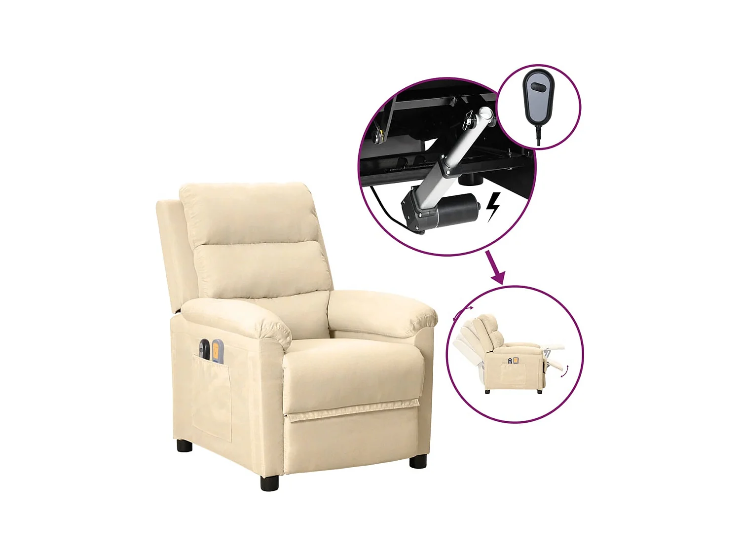 Fauteuil électrique de massage Crème Tissu