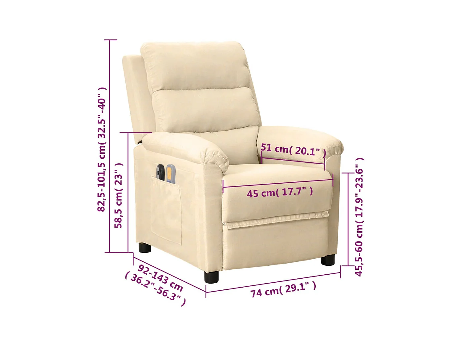 Fauteuil électrique de massage Crème Tissu