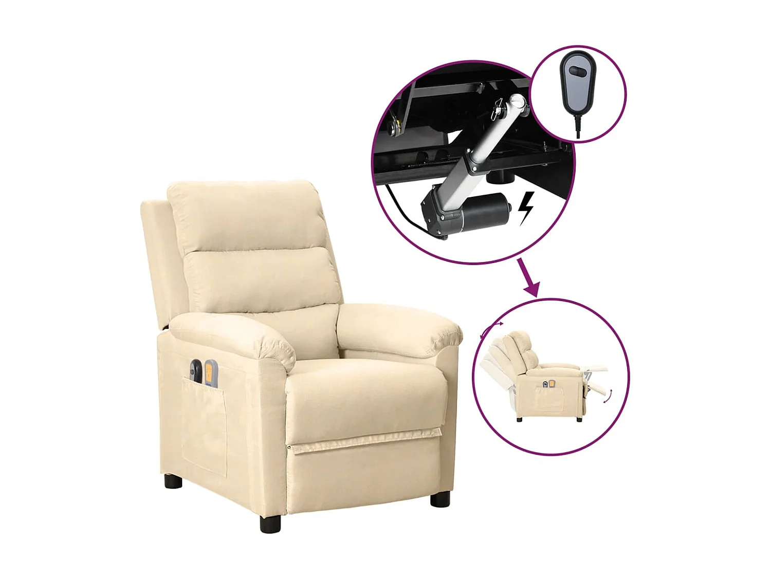 Fauteuil électrique de massage Crème Tissu