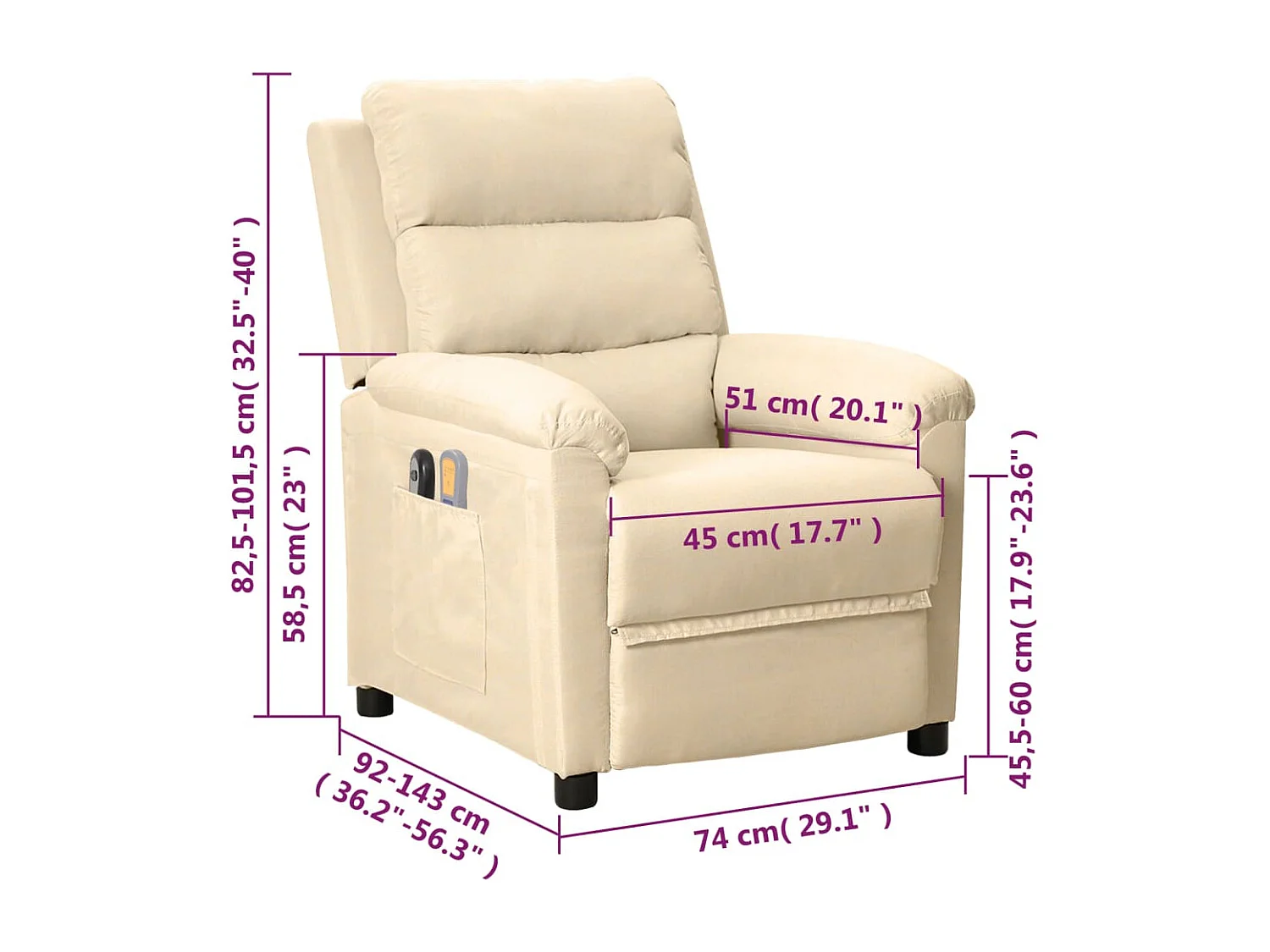 Fauteuil électrique de massage Crème Tissu
