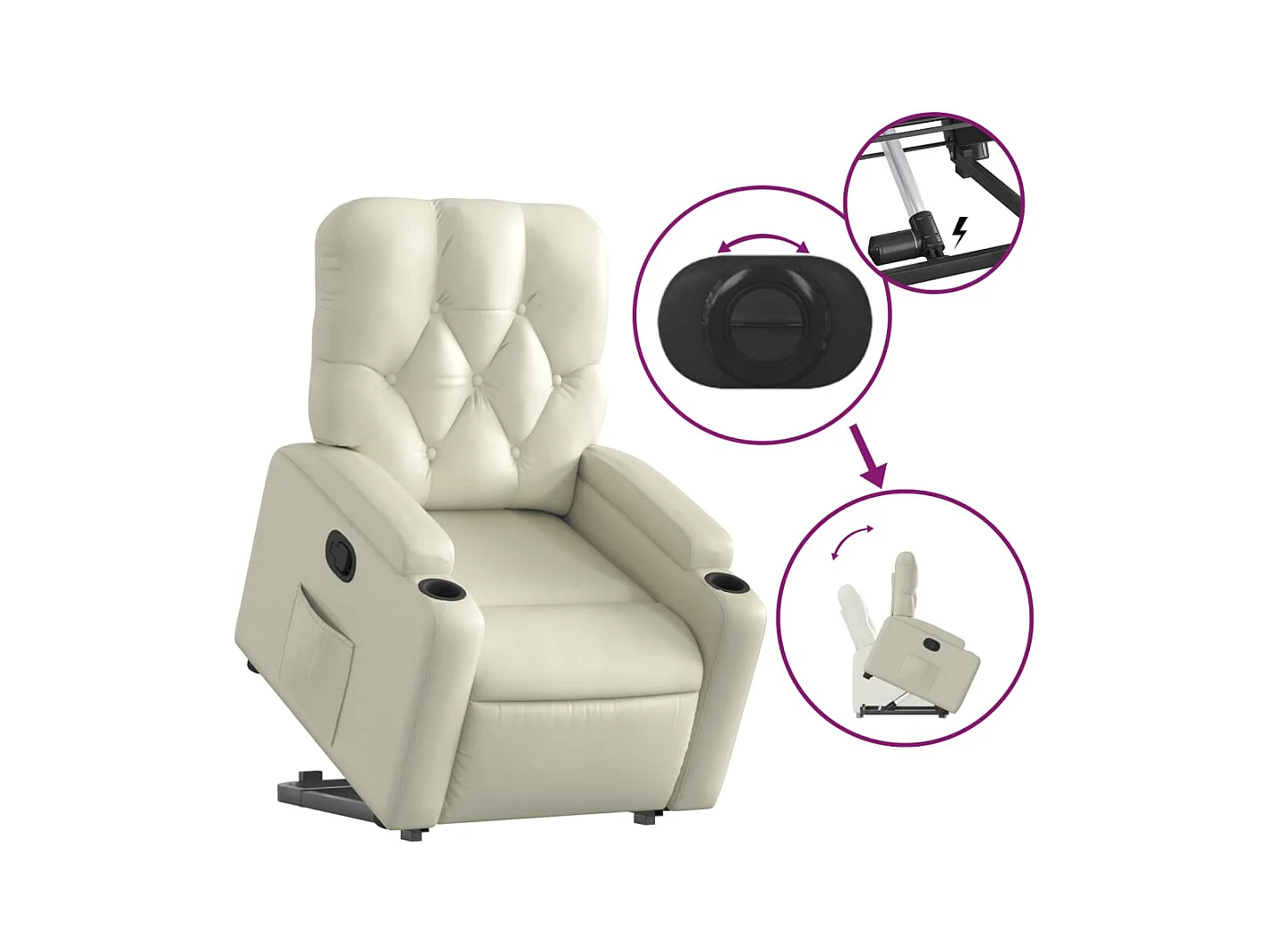 Fauteuil inclinable Crème Similicuir
