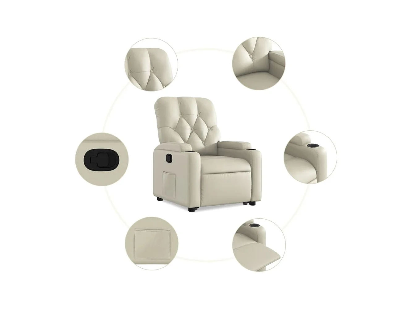 Fauteuil inclinable Crème Similicuir