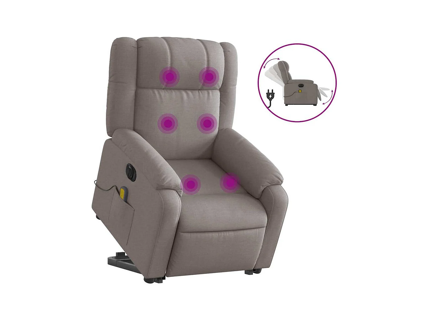Fauteuil inclinable de massage électrique Taupe Tissu