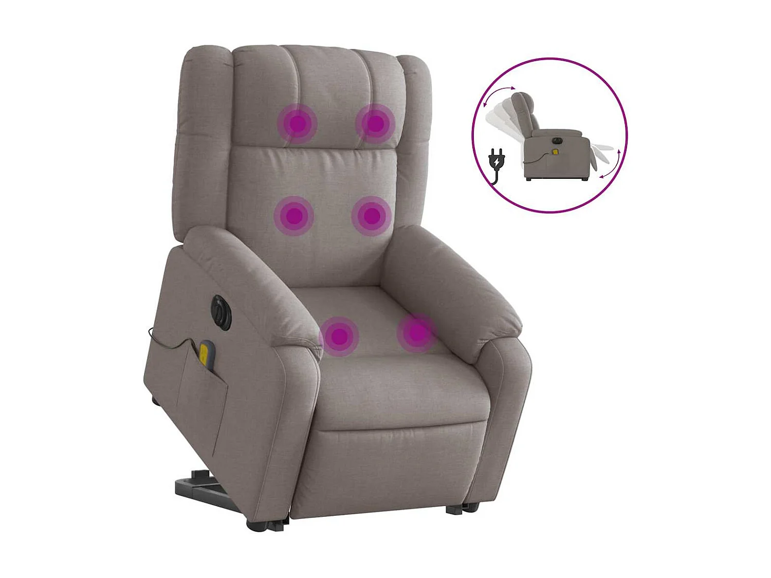 Fauteuil inclinable de massage électrique Taupe Tissu