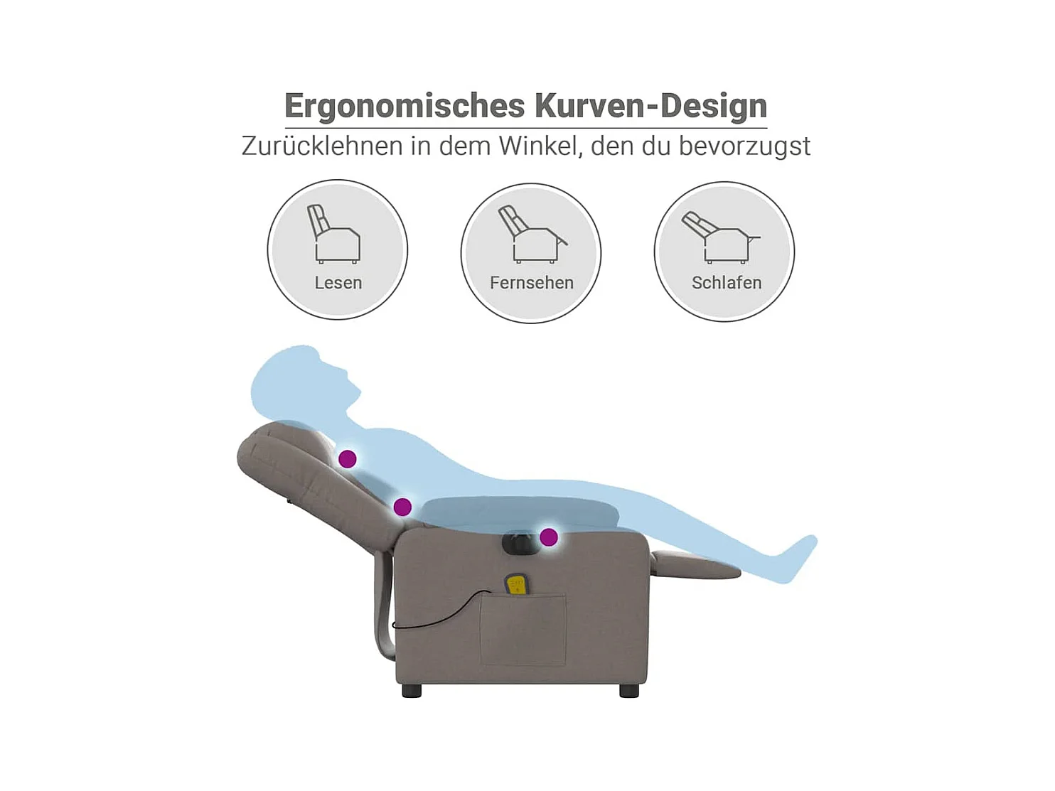 Fauteuil de massage inclinable électrique Taupe Tissu