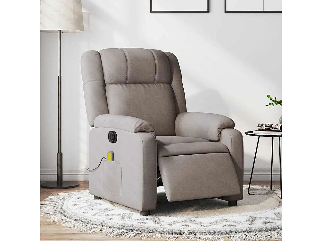 Fauteuil de massage inclinable électrique Taupe Tissu